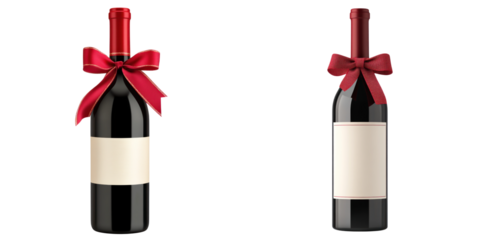 Elegant wine bottles wrapped in decorative ribbons, perfect for gifts