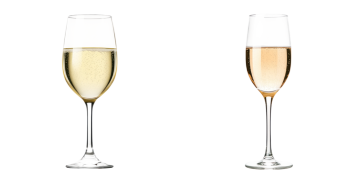 Elegant wine glasses filled with sparkling champagne, showcasing different hues. Perfect for celebrations and special