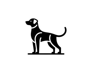 Silhouette Dog logo design icon symbol vector illustration. Black and White Dog Logo