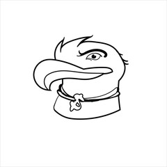 illustration of eagle mascot portrait, black and white Java cartoon useful for children's coloring teaching materials, vector format