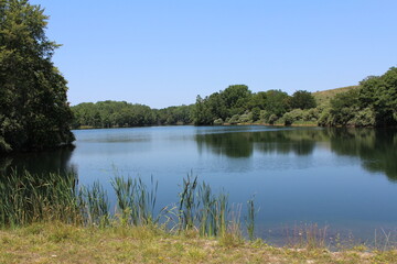 Serene lake with scenic view in Summer