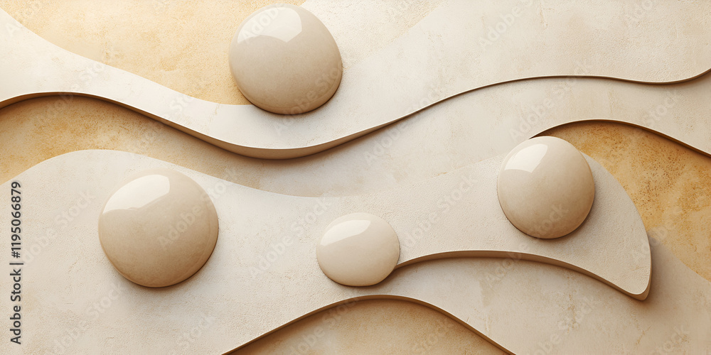Poster abstract beige wave pattern: a sophisticated and calming image featuring an abstract design of beige