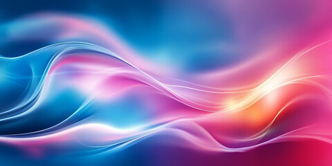 Fototapeta premium Abstract Vibrant Waves: An ethereal digital artwork featuring flowing, luminous waves in shades of pink, blue, and orange. The image evokes feelings of fluidity, energy, and tranquility. 