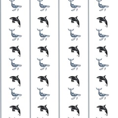 Whale and seal pattern design for textile and packaging applications