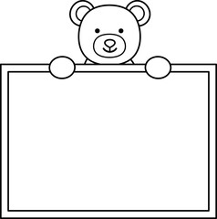 Valentine's Day teddy bear holding a square blank sign outline.
Valentine bear coloring drawing.
For celebrating Valentine's Day, wedding or birthday.
Valentine element Isolated.
