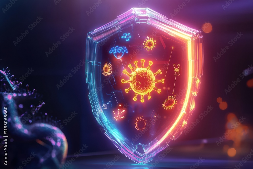 Fototapete Innovative shield technology designed to deflect harmful microbes for enhanced safety in various environments. Generative AI