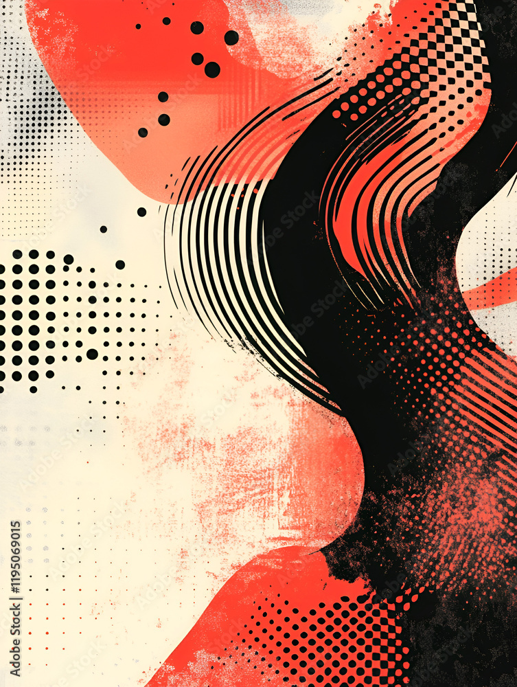 Poster abstract red and black: a bold and dynamic abstract art design with a vibrant red, black, and white 