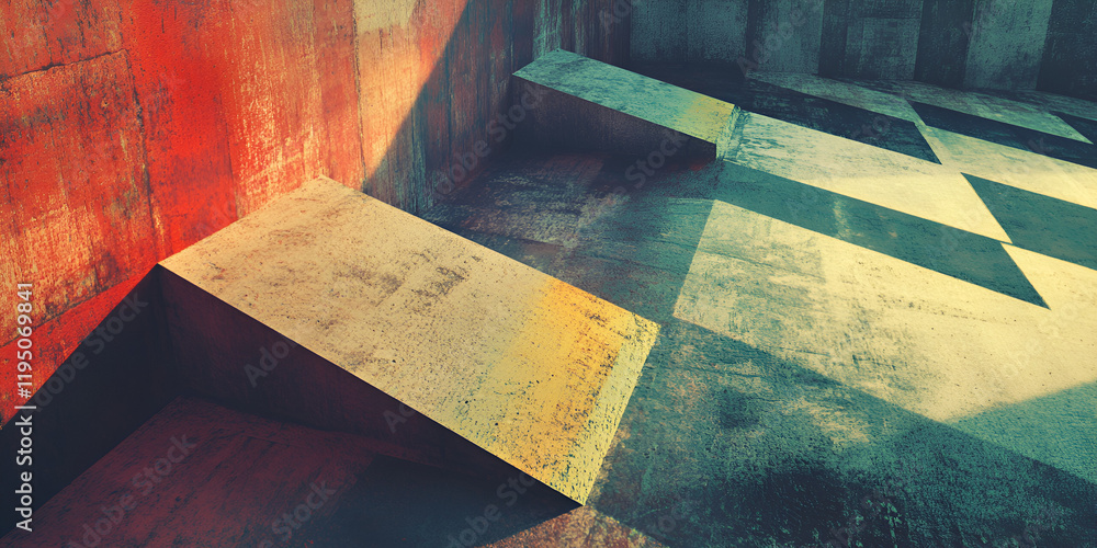 Aufkleber abstract geometric structure: an abstract composition of geometric shapes and textures, with a color