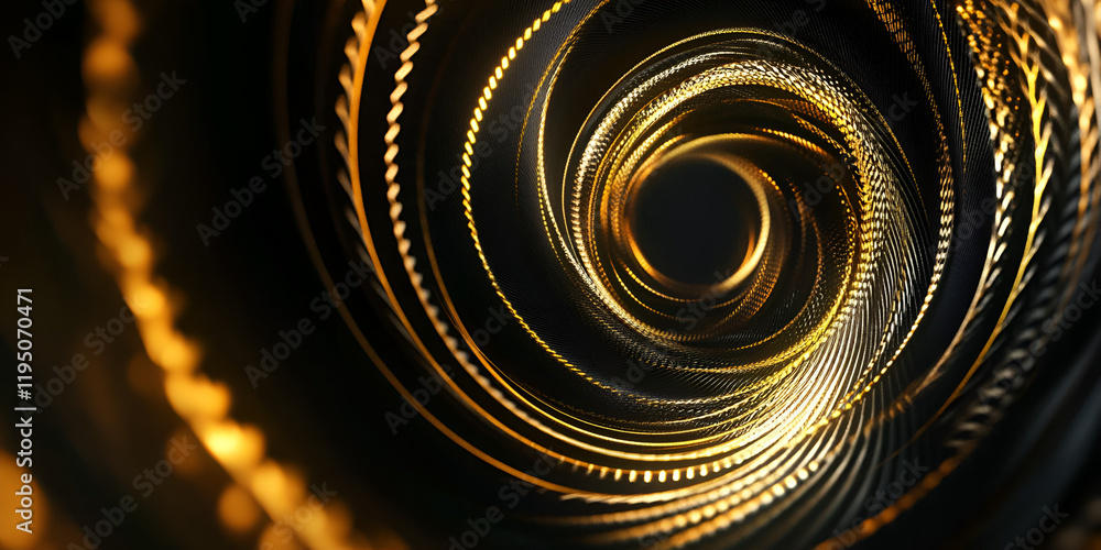 Poster golden spiral vortex: abstract swirling vortex of golden and black, creating a mesmerizing and luxur