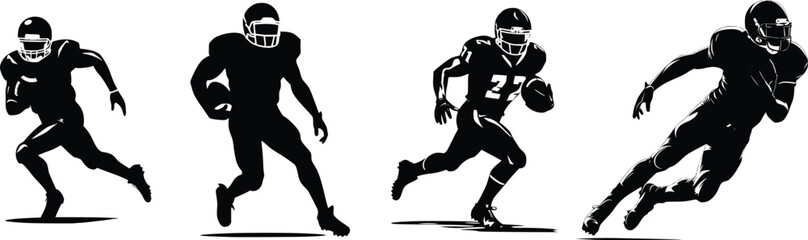 American football player collection, silhouette football player. Generative ai
