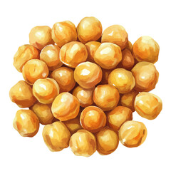 A watercolor drawing of chickpeas, isolated on a white background. Chickpeas vector.
