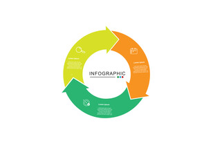 3 Steps Infographics Design Template - Graph, Pie chart, workflow layout, squire diagram, brochure, report, presentation, web design. Editable Vector