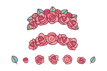 vector flower crown. red rose wreath headband