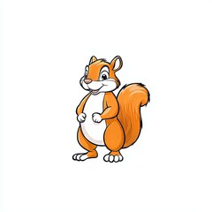 Naklejka premium Create a charming cartoon illustration of a modern pet squirrel that looks adorable.