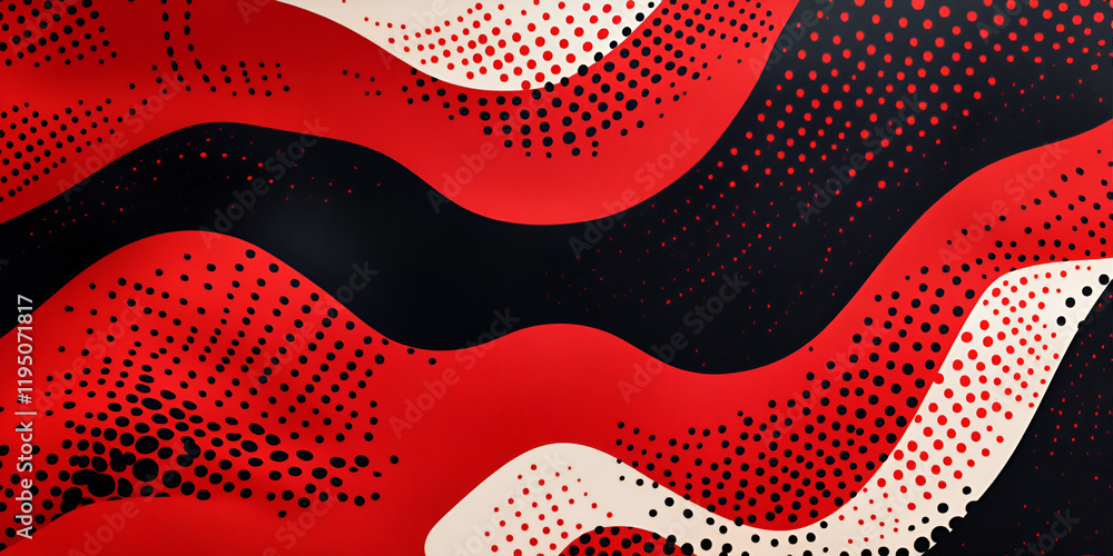 Poster abstract red and black waves: bold abstract background design with vibrant red and black waves overl