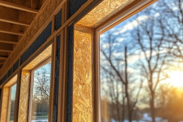 Fototapeta premium Wooden House Windows - Construction Detail
