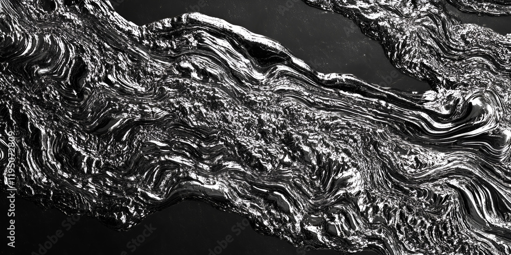 Poster abstract metallic flow: a mesmerizing abstract image of a silver metallic substance flowing and swir