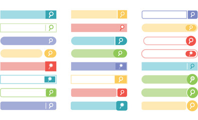 Collection of Colorful Search Bar Designs in Various Styles and Formats