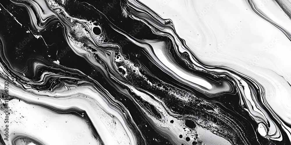 Aufkleber abstract black and white swirls: a mesmerizing abstract painting of black and white paint swirls, cr