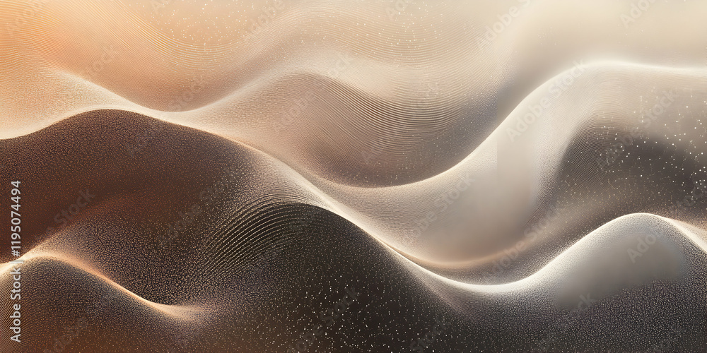 Poster abstract beige waves: fluid, organic shapes in beige and brown tones create a dynamic and visually a