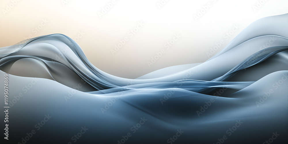 Poster abstract blue waves: serene, flowing blue waves create an elegant and calming abstract image, perfec
