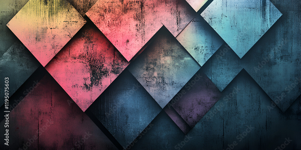 Poster abstract geometric pattern: a captivating abstract composition of colorful diamond-shaped tiles arra