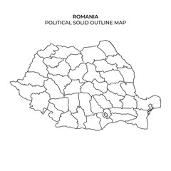 Romania outline map showing political divisions and regions
