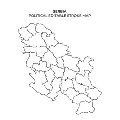 Political stroke map of Serbia highlighting regional divisions