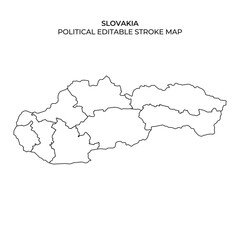 Editable outline map of Slovakia highlighting political divisions
