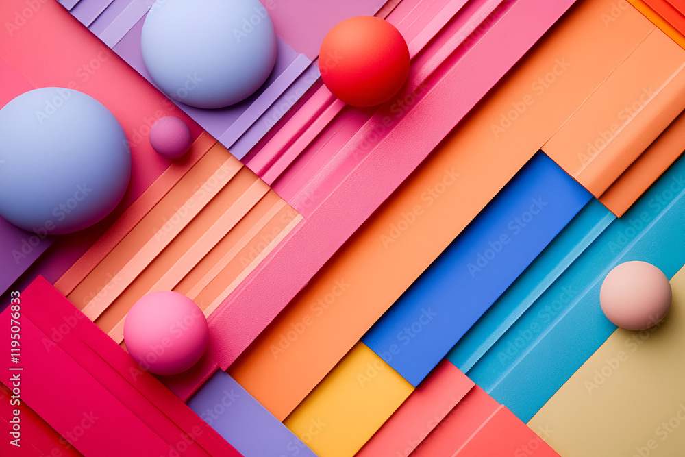 Poster abstract colorful geometry: a captivating abstract composition featuring vibrant spheres and geometr