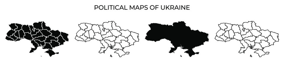 Political maps of Ukraine highlighting different regions and changes