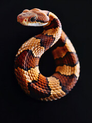 Obraz premium close up studio photograph of a coral snake on a black background