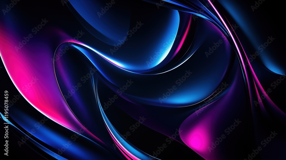 Poster abstract background with flowing red and purple ribbons: dynamic swirls and elegant curves