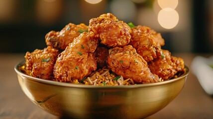 Crispy Fried Chicken Wings with Rice Delicious Food Photography