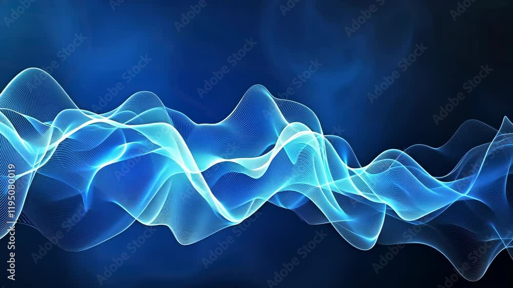 Poster dynamic blue sound waves abstract background for modern multimedia design