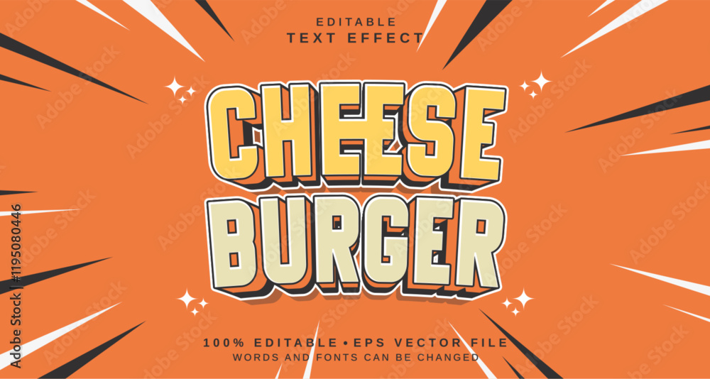 Poster editable text style effect - cheese burger text style theme.