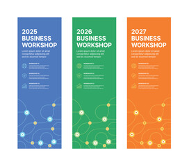 Set of business banner design templates in modern, geometry, abstract shape pattern style for school, company, workshop, seminar, presentation, event and conference. 