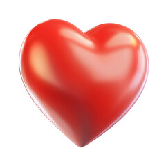 Single 3d red satin, heart symbol isolated on transparent background