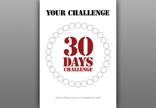 Thirty Day Challenge Tracker Template ready for print