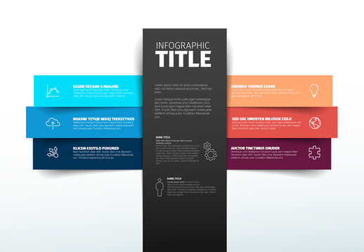 Colorful Informational Infographic Design Template with six stripe elements