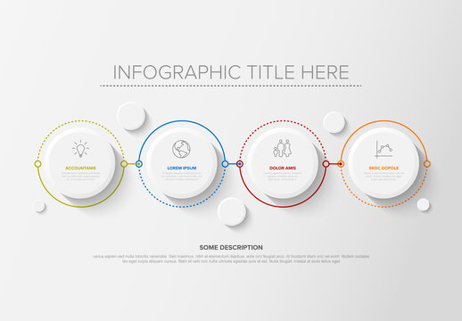 Four Step Buttons Minimalist Infographic Design Template - light version