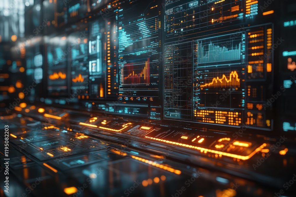 Poster futuristic data visualization interface: a glimpse into the digital world