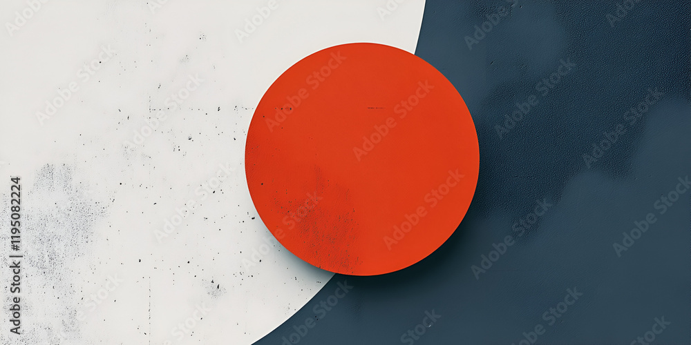 Poster red circle abstract: a vibrant red circle sits prominently against a contrasting backdrop of muted g