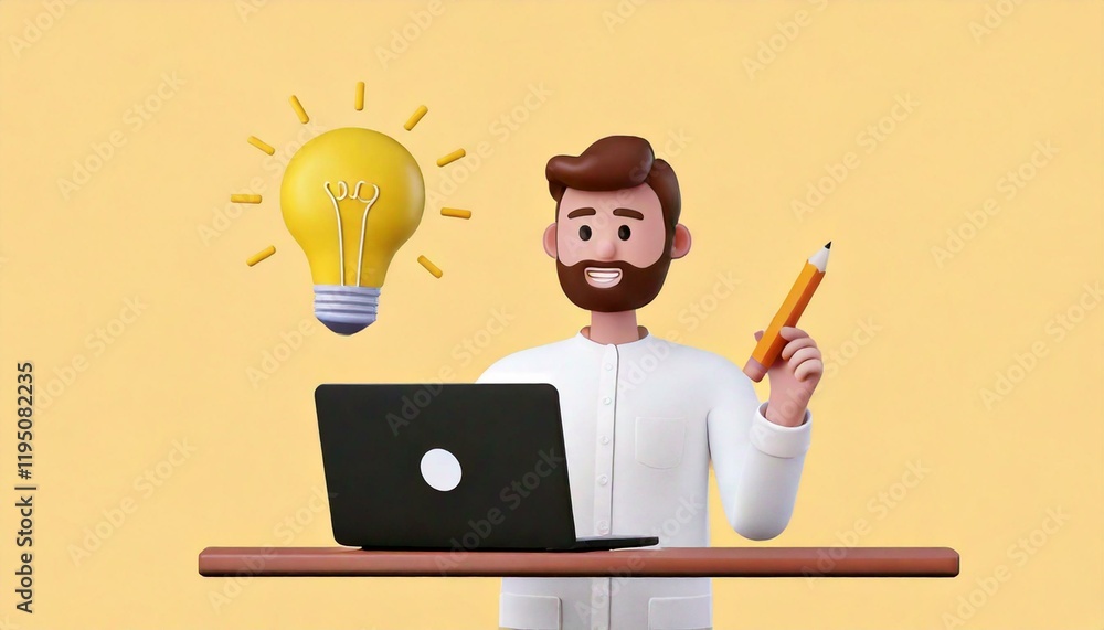 Poster creative brainstorming session office 3d animation bright environment engaging viewpoint innovation 