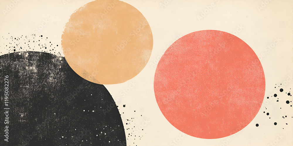 Poster abstract circles: a minimalist and abstract art print featuring three overlapping circles in black, 
