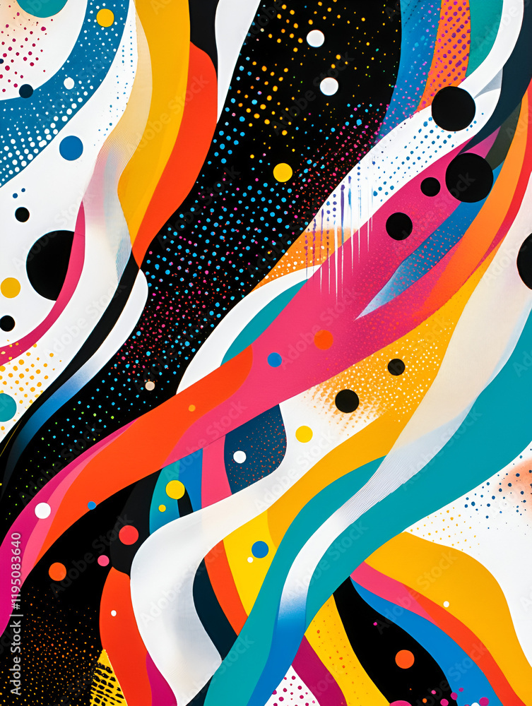 Poster abstract art with dynamic lines: a vibrant abstract art piece, a symphony of bold colors and dynamic