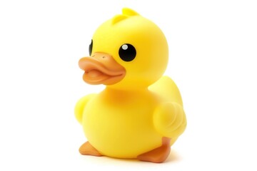yellow rubber duck on white background
