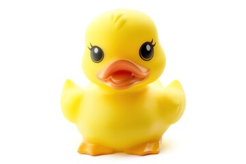 yellow rubber duck on white background