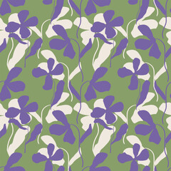 Vector seamless pattern with simple flower silhouettes.Endless floral ornament for fabric, invitations, wrapping paper, cards and other materials.