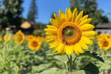 Fototapeta premium Vibrant Sunflower in a Sunny Field